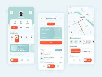 Public Transport Mobile App android app application bank card clean design gps interface ios mobile app navigation navigator product design public transport simple ui user experience user interface ux