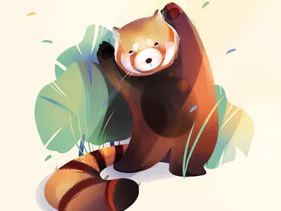 Red Panda animal character digital folioart gradient illustration jia yi liu nature texture