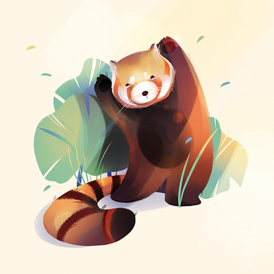 Red Panda animal character digital folioart gradient illustration jia yi liu nature texture