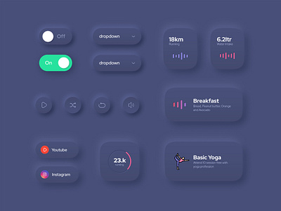 Neumorphic Dark🌘 cleanui dark dark mode darker interface minimal neumorphic sceumorphic sceumorphic softui uikit uiux website