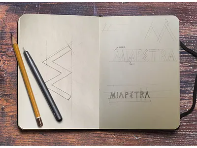 Creative Process: MIAPETRA Logo brand brand identity branding creative process design icon logo logotype sketch sketchbook typography visual identity