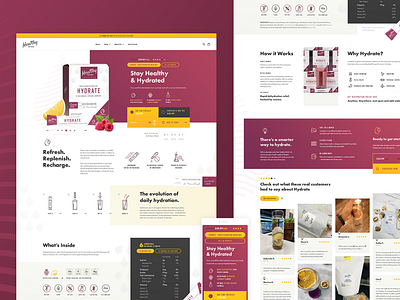 Stay Healthy & Hydrated / Landing page clean colorful design illustration minimal render simple ui vector webdesign