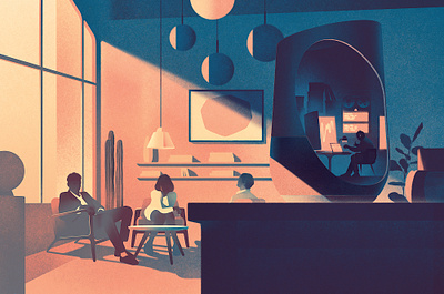 Listening in conceptual digital editorial folioart illustration interior karolis strautniekas technology texture