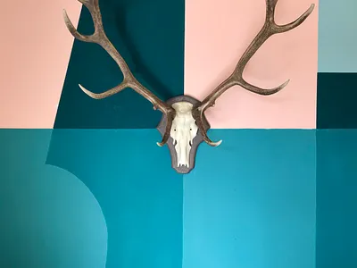 Studio Mural art artwork deer deer illustration drawing green illustration illustrator interior mural painting pattern pink studio studio space vase wall working space