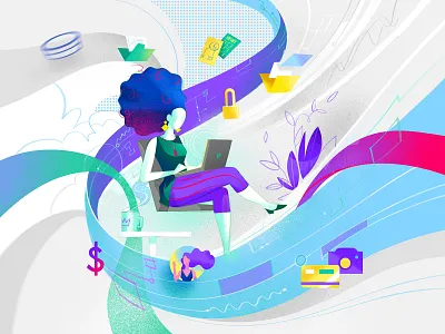 Smart Working connection consulting design freelance home working hurca illustration online shopping remote assistant remote work remote working secutity sharing smart working style