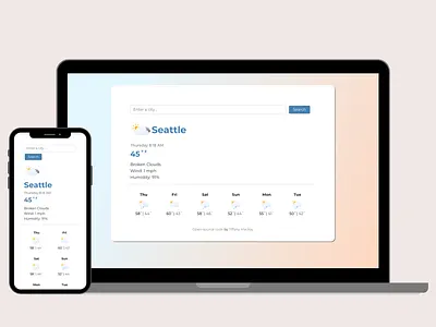 React Weather Web App coding react ui web design