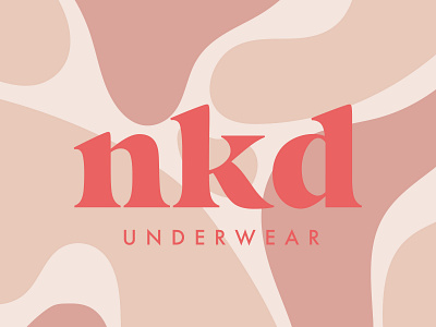 NKD Underwear Logo abstract bold serif fabric fashion feminine fluid fun logo logotype organic pastels pattern skin tones sustainable textiles underwear wordmark