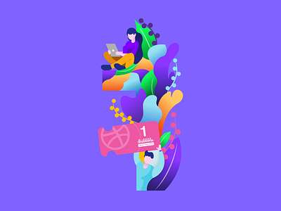 Dribbble Invite design giveaway illustraion invitation invite procreate