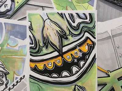 The Real G. Grillz. animation boy capone character happy illustration jewellery mafia poster smile street art teeth