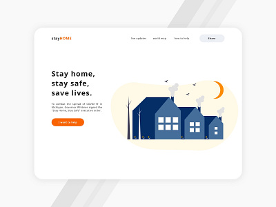 Stay Home, stay safe, save lives landing page concept coronavirus creative home illustration landing page minimal uiux