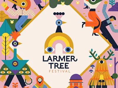 Larmer Tree character colourful design digital festival folioart graphic illustration nature owen davey poster vector