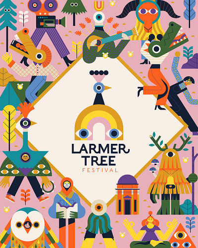 Larmer Tree character colourful design digital festival folioart graphic illustration nature owen davey poster vector