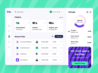 Clo File Manager - Web app concept application arounda cloud dashboard documents figma file manager files folder golden grid members overview pattern product design saas storage tiger ui ux web design