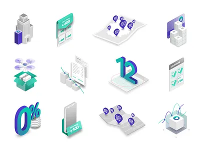 Solfy — Isometrics Illustrations branding design icon identity illustration isometric isometry light startup system ueno vector web