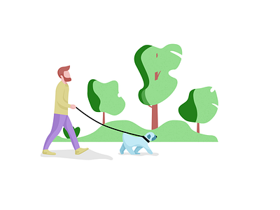 In the Park clean dog figma illustration kovalev modern nicholas scenery simple texture trees vector