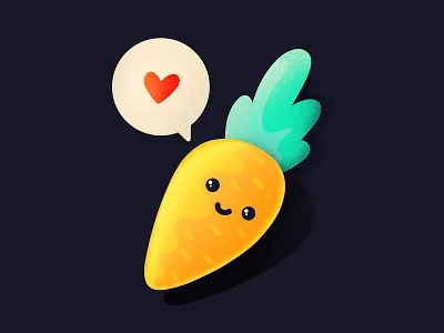 Carrot Love ❤️ carrot character cute emoji food healthy heart illustration love procreate vegetable