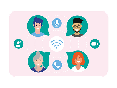 Keep in touch without touching contact design illustration microphone vector wifi