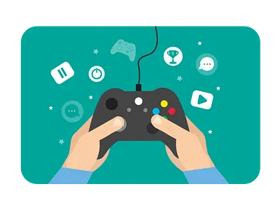 Video Gaming controller design illustration self isolating social videogame