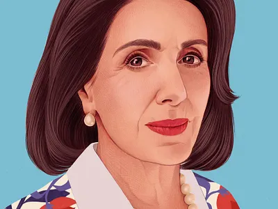 Nanci Pelosi digital editorial folioart illustration mercedes debellard pattern politics portrait realist woman