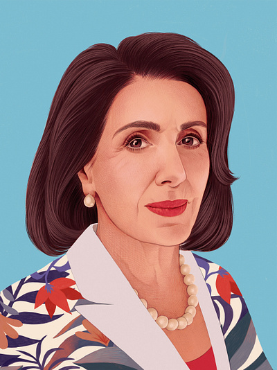 Nanci Pelosi digital editorial folioart illustration mercedes debellard pattern politics portrait realist woman