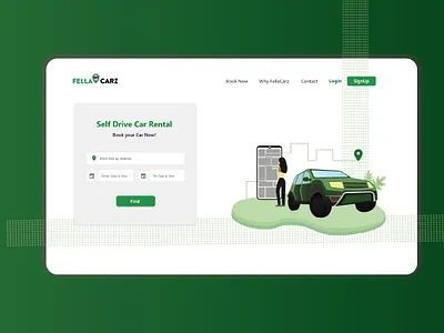 Fellacarz - A Self Drive Car Rental Platform app design flat illustration minimal typography ui ux vector website
