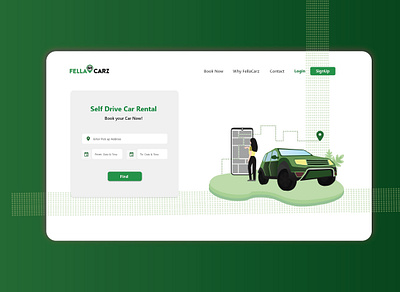 Fellacarz - A Self Drive Car Rental Platform app design flat illustration minimal typography ui ux vector website