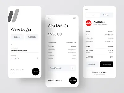Wave Redesign: Invoicing and Money Management account accounting accounts dribbble dribbble best shot invoice invoice design invoice funding invoice template invoices money app money transfer ofspace ofspace agency payment payment app payment form payment method payments