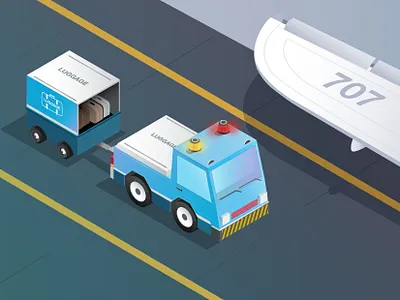 Luggage car car design illustration illustrator ishu isometric lights luggage planet vector