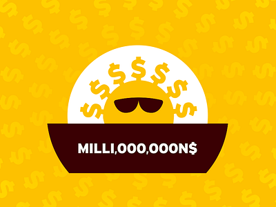 MILLI,OOO,OOON$ attitude bill cash dollar illustration logo million millionaire millions money rich shades shine showoff sun sunglasses sunny sunshine symbol yellow