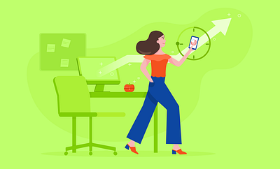 Pomodoro apps adobe apps banner design blog post flat illustration illustrator jotform pomodoro productivity woman illustration
