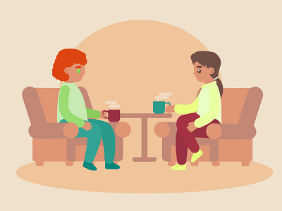 Chatting in the caffe art banner banner design caffe character design chat coffee design flat flat design graphics illustration illustrator landing landing page quarantine talking ui ui design vector