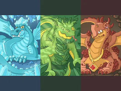 RGB Dragons 2d art cartoon character cg art character design characters characters design concept art digital art dragons illustration illustrations