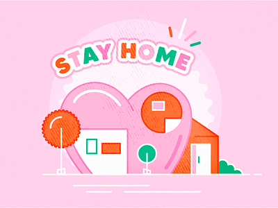 Stay home ! creative heart homepage illustration illustration art illustrator orange pink stayhome