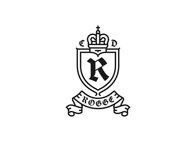 Rogge Family Crest - Responsive crest crown dog family crest flags heraldry illustration monoline