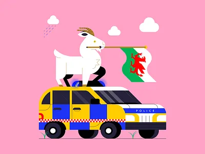 The Welsh Goats design illustration illustrator line line icon police vector wales