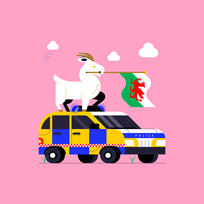 The Welsh Goats design illustration illustrator line line icon police vector wales