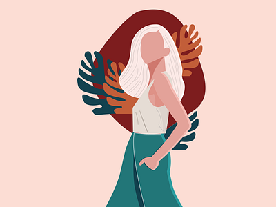 Hey lady branding design flat illustrations minimal ui vector web website