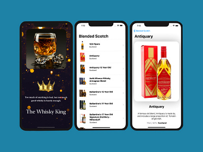 The Whiskey King branding design figma minimal mobile mobile ui ui design uiux ux design vector