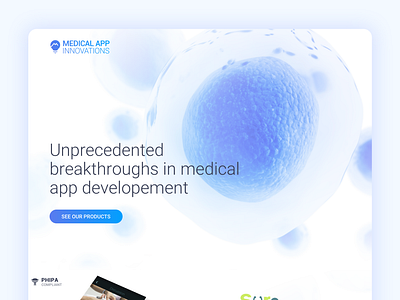 Medical App Innovations Landing Page app biotech biotechnology blue clean design doctor hospital innovation medical medical app medical website pharma pharmaceuticals web web design website