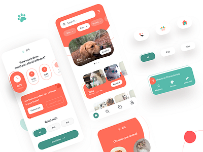 Pet Adoption Mobile UI adoption animal beautiful buy coloful creative design minimal mobile app mobile ui pets ui ux