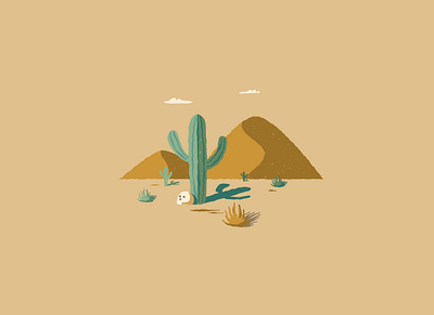 Cactus in desert background cactus desert design illustration illustrator plants retro skull vector west