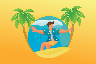 Surfing branding design flat flatillustration illustration vector