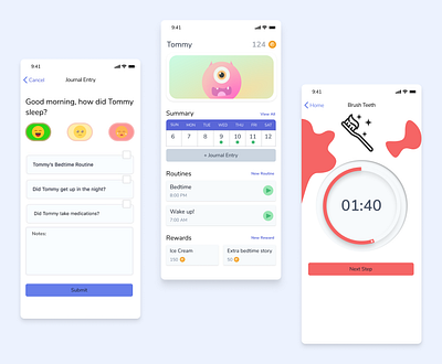 Somni app autism bedtime beginner design feedbackplease figma illustrator ios iphone kid kids app routine sleep ui ux webdesign