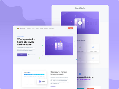 Kanban Board Module Landing Page Design clean design design landing page module project ui ux