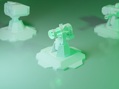 Lowpoly laser turret 3d figure game game asset illustration laser low poly model plastic tower tower defense turret white