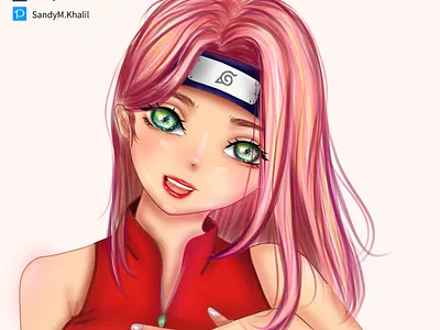 Sakura anime anime studio character character design characterdesign girl illustration art pink pink hair pinky pinterest sakura