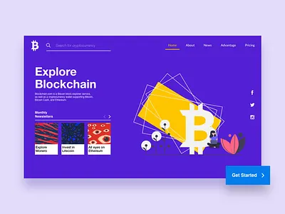 Explore Blockchain adobexd banking blockchain brand and identity branding crypto crypto wallet cryptocurrency cryptocurrency app design finance fintech illustration typography ui vector web website
