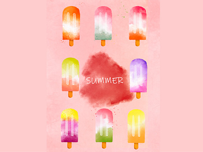 summer watercolor design illustration