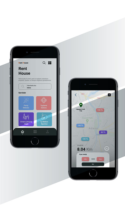 rent house app branding house icon rent ui ux