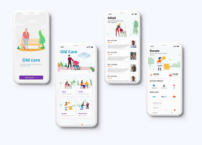 Old Care- Old Home App UI Concept app app concept app design app ui best design design donation app dribbble best shot ecommerce elderly care app illustration landing page mobile app old care center old home old home web ui orphanage app ui uiux ux